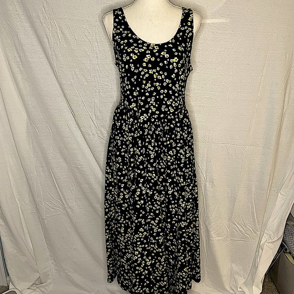 Black and Yellow Floral Cotton Dress - Picture 2 of 3